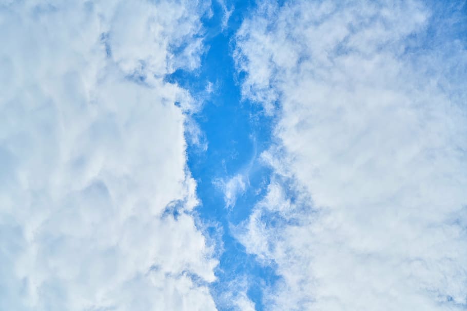 white clouds and blue sky, weather, air, space, image, photography, HD wallpaper