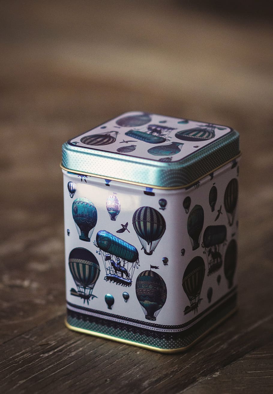 tee, box, metal box, tea caddy, balloon, storage, gambling HD wallpaper