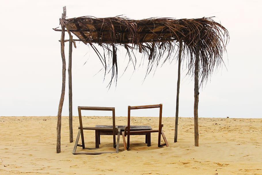 Beach, Chairs, Wind, sand, summer, nature, vacations, land HD wallpaper