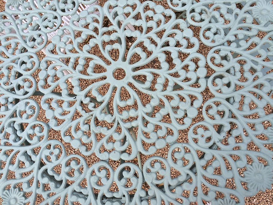 white cutout decor, table, pattern, mandala, interior, furniture HD wallpaper