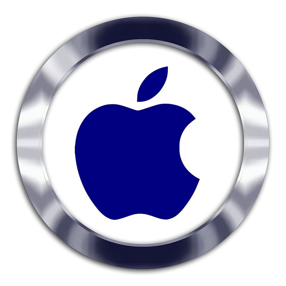 apple, computer, phone, technology, device, blue, white background HD wallpaper