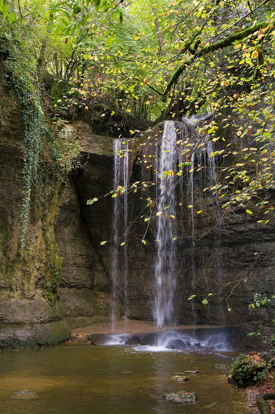 timelapse photography of waterfalls beside treees, cascade, river, HD wallpaper