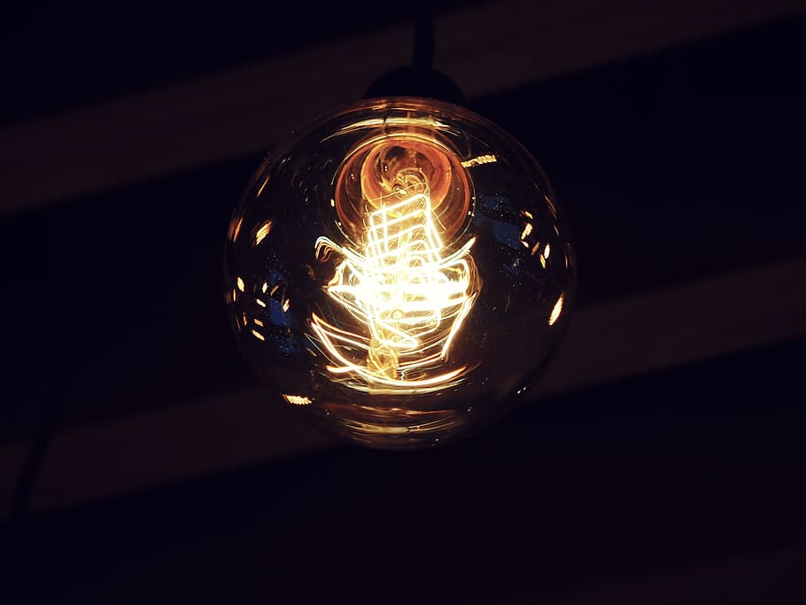 Light Bulb Dark, objects, electric Lamp, glowing, lighting Equipment HD wallpaper
