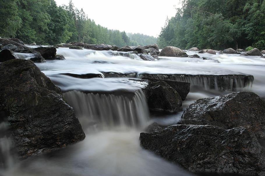 rapids, flow, power, water, river, waterfall, nature, stream HD wallpaper
