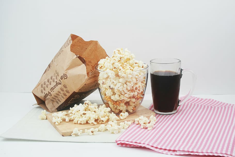 snack, popcorn, cola, food and drink, indoors, studio shot HD wallpaper