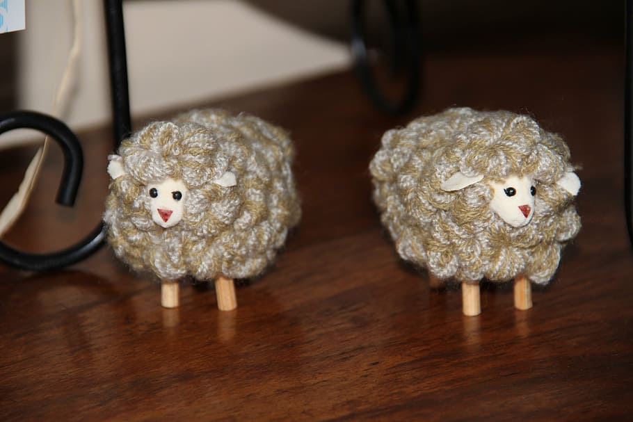 cabinet, little sheep, wool, wood - Material, toy, indoors HD wallpaper