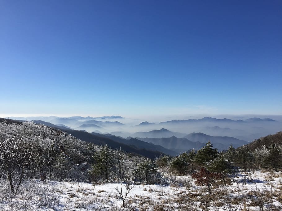 Sobaeksan, Winter Mountain, mt sobaeksan normal, mountain range HD wallpaper
