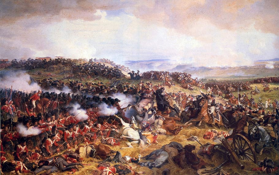 Charge of the French Cuirassiers at the Battle of Waterloo against Scottish Highlanders