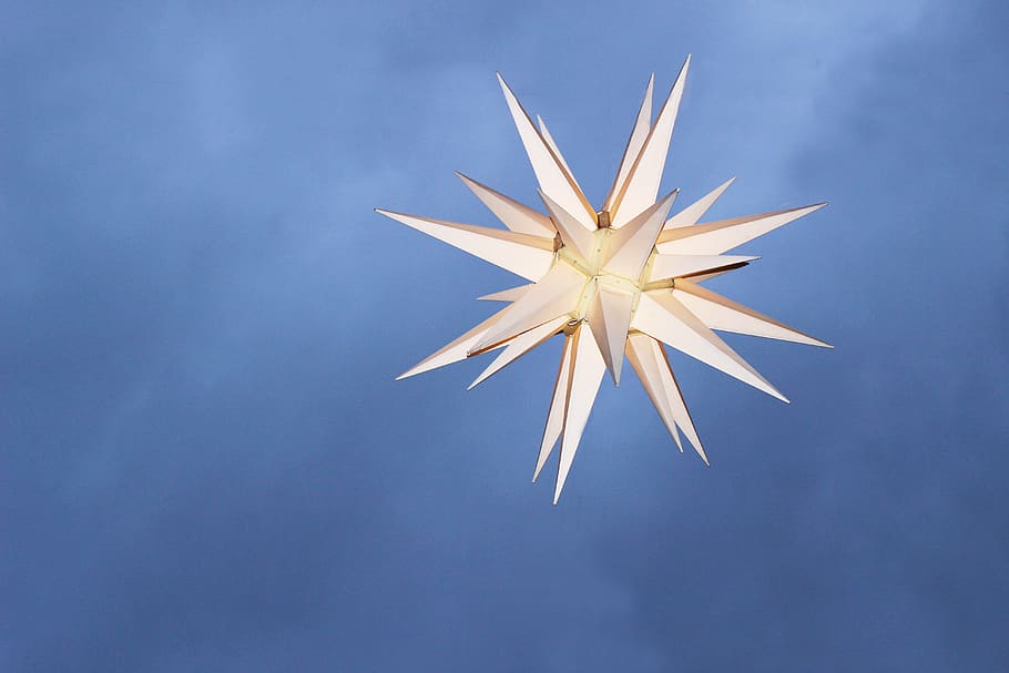 star, sky, blue, light, dusk, star shape, no people, celebration HD wallpaper