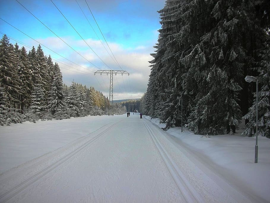 germany, landscape, winter, snow, ice, sky, clouds, forest HD wallpaper