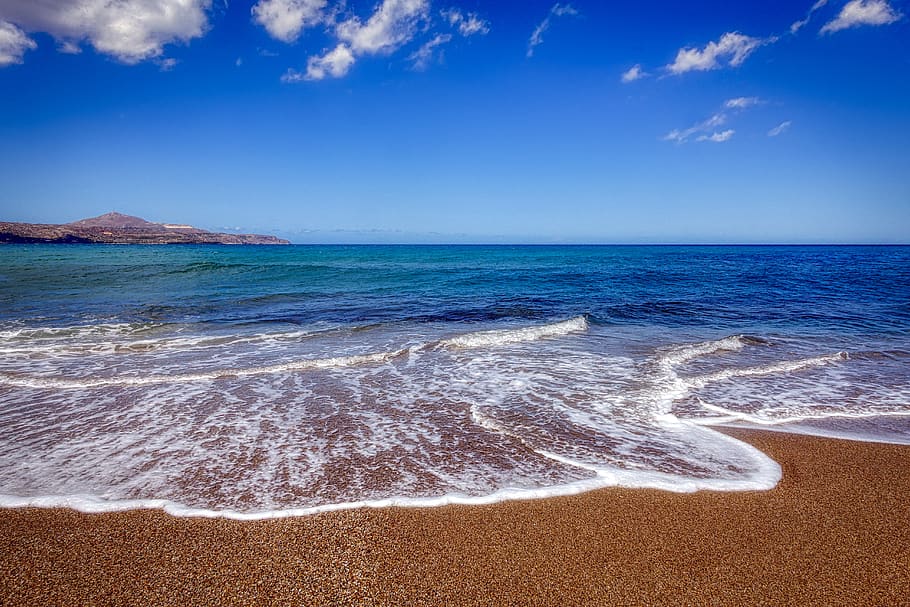 crete, greece, sea, vacations, water, landscape, blue, summer, HD wallpaper