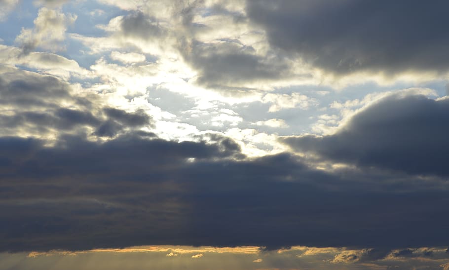 sun, clouds, sky, nature, rays, sunburst, blue, mood, cloud - sky HD wallpaper