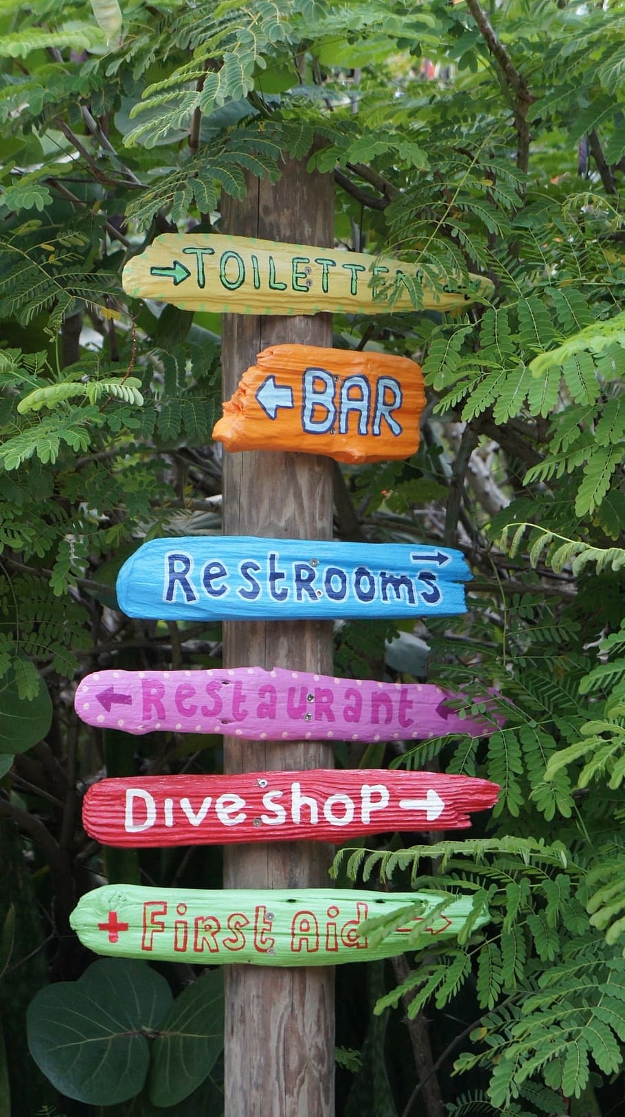 assorted signage, directory, signposts, direction, bar, toilet HD wallpaper