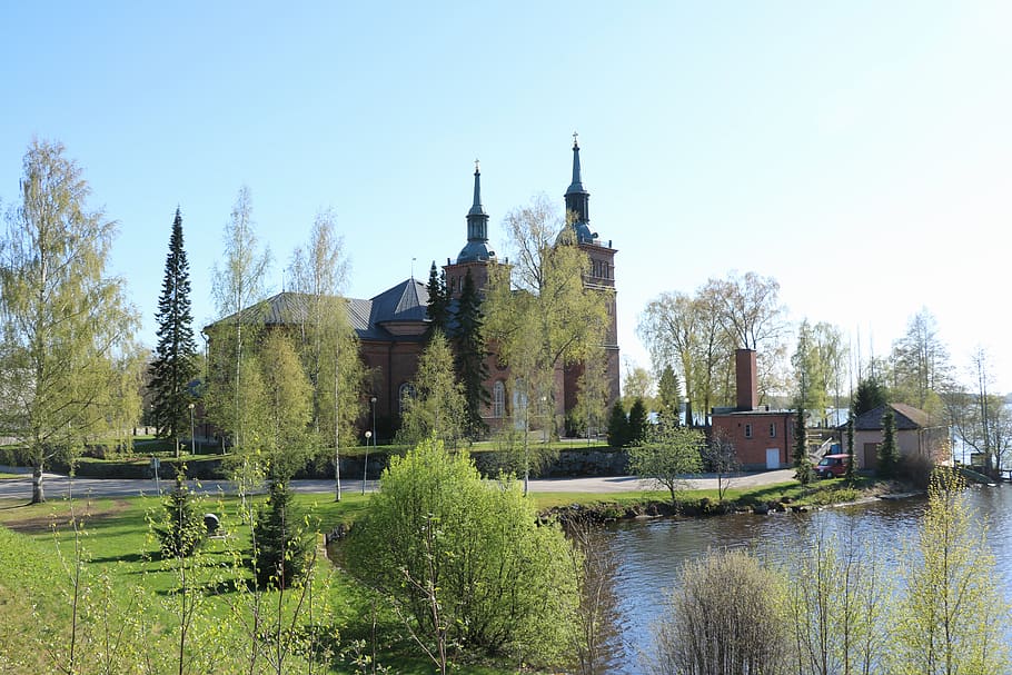 church, finnish, tyrvää, sastamala, spring, tourism, steeple, HD wallpaper