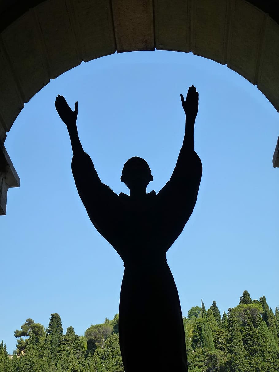 Grave, Shadow, Blessing, Figure, arch, sky, christian, silhouette HD wallpaper
