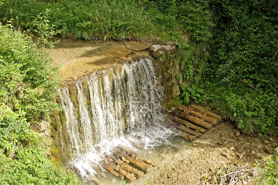Waterfall, Cascade, Nature, Bach, creek, water running, splash HD wallpaper