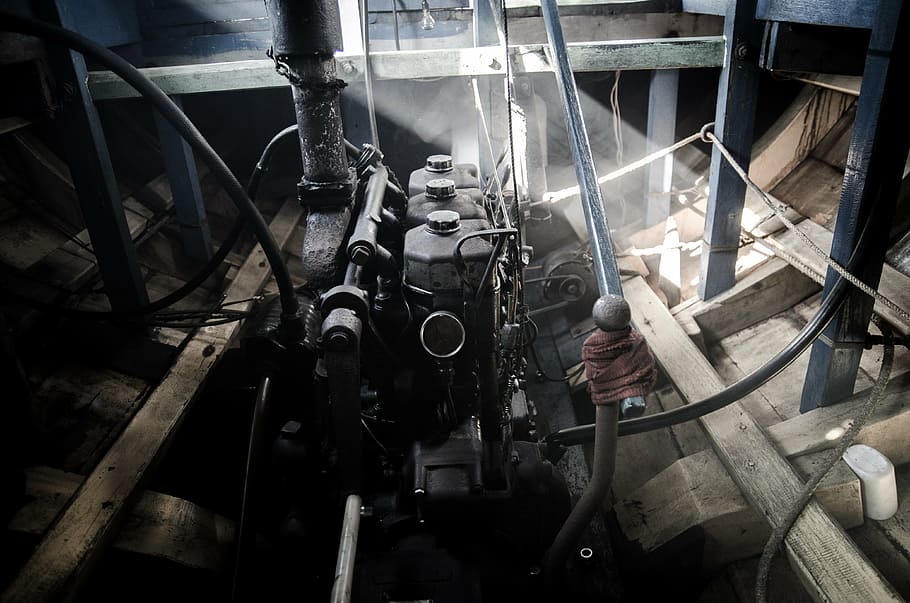 engine, boat, fisherman, machinery, transportation, indoors HD wallpaper