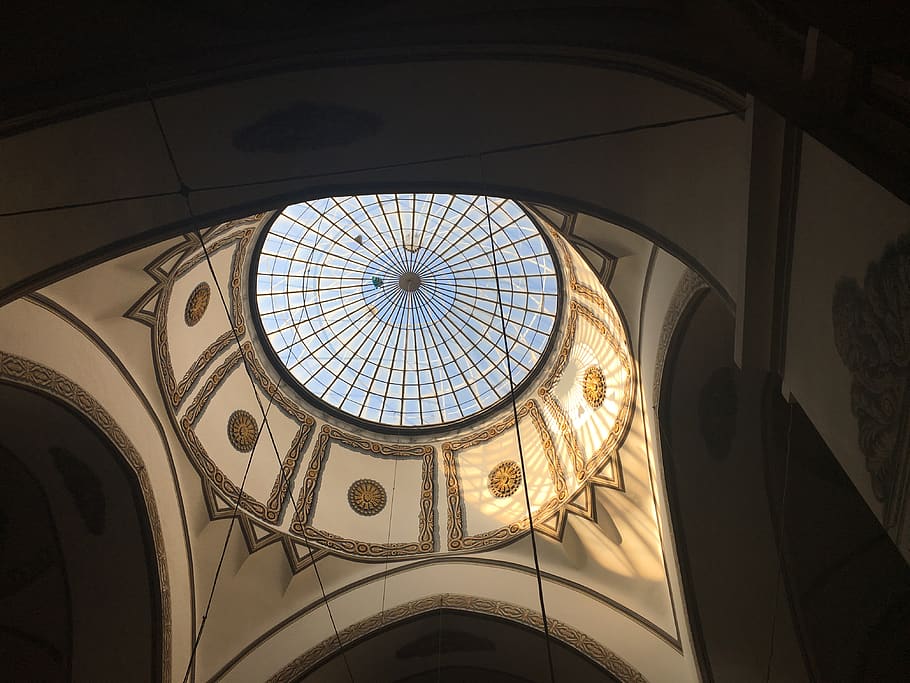 bursa, grand, mosque, ceiling, architecture, low angle view HD wallpaper