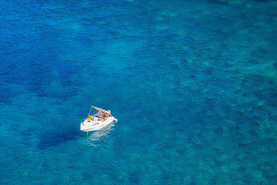 boat, ocean, sea, alone, vacation, holidays, nautical vessel HD wallpaper