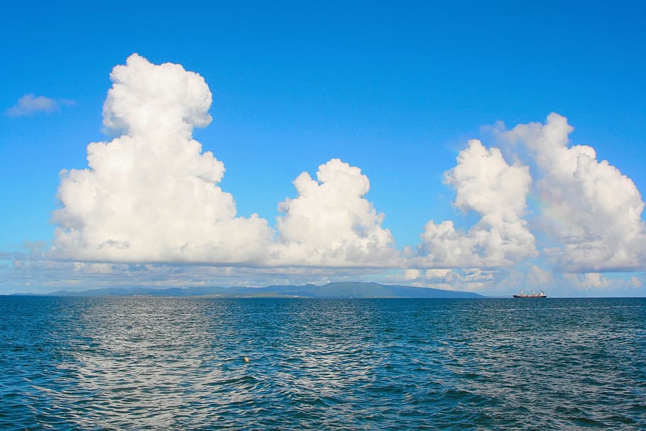 Cloud, Sky Blue, White, Iriomote, Sea, marine blue, antomasako HD wallpaper