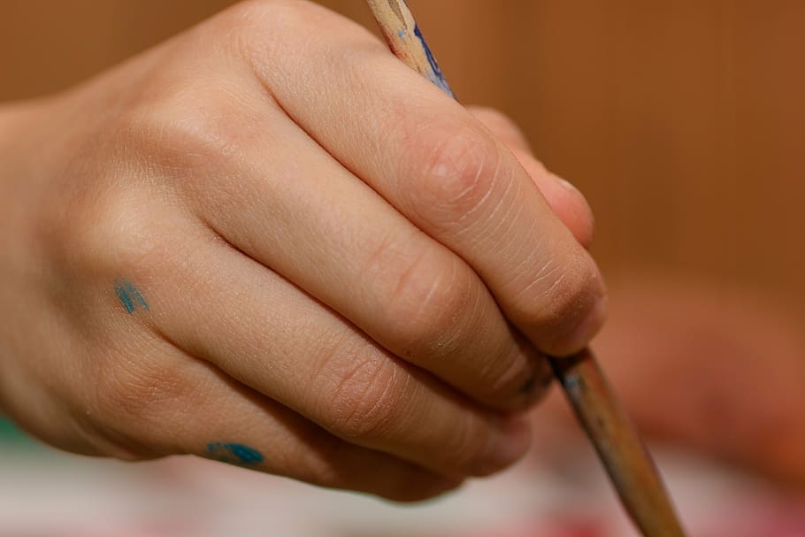 hand, brush, paint, draw, art, human hand, human body part HD wallpaper