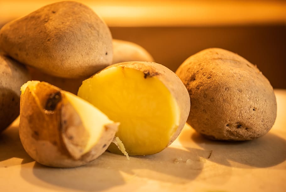 potatoes, addressed, cooked, shell, yellow, vegetarian, vegan HD wallpaper