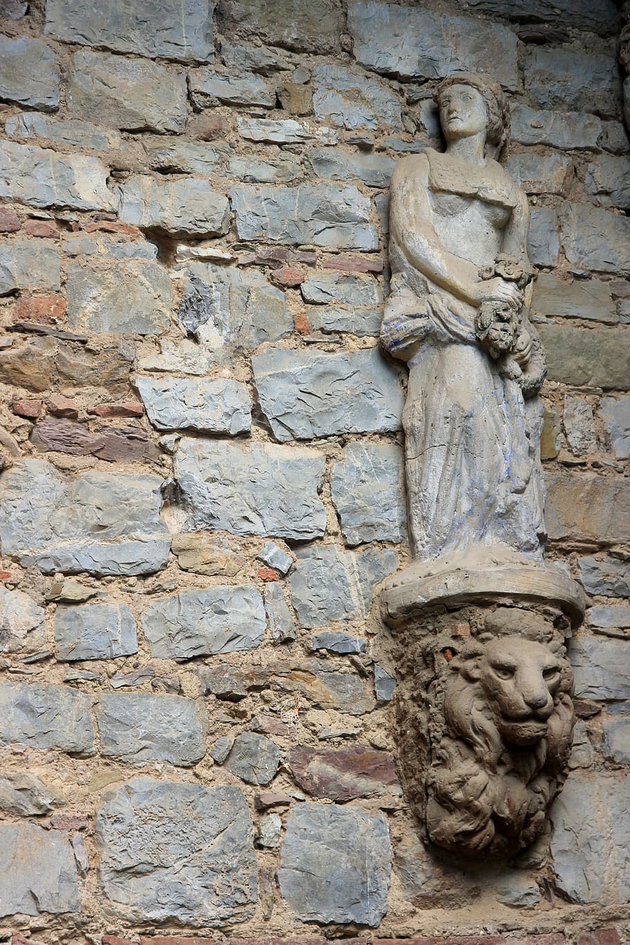 statue, figure, stone, sculpture, wall decoration, art, stone figure HD wallpaper