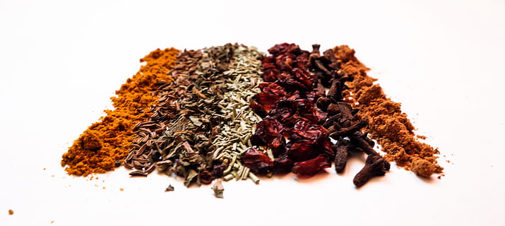 spices, barberry, basil, curry, seasonings, clove, nutmeg, rosemary HD wallpaper