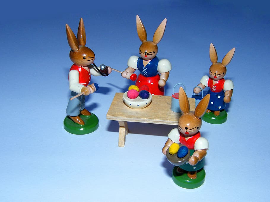Easter Bunny, Team, Teamwork, paint, group, colorful, wood HD wallpaper