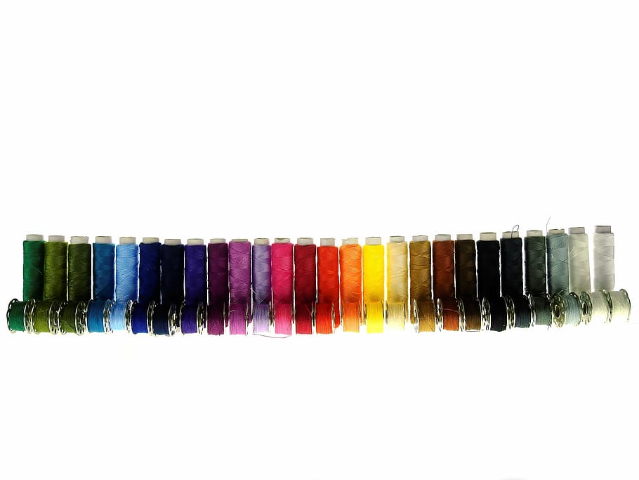 assorted-color tread lot, yarn, thread, sew, thread spool, colorful