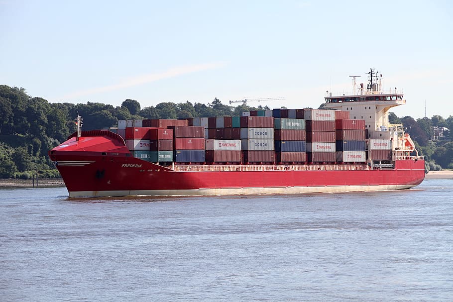 container, ship, container ship, port, hamburg, freighter, shipping HD wallpaper