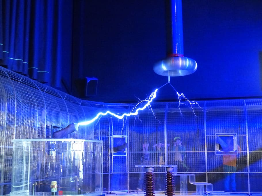 photography of electricity inside building, Flash, Tesla Coil