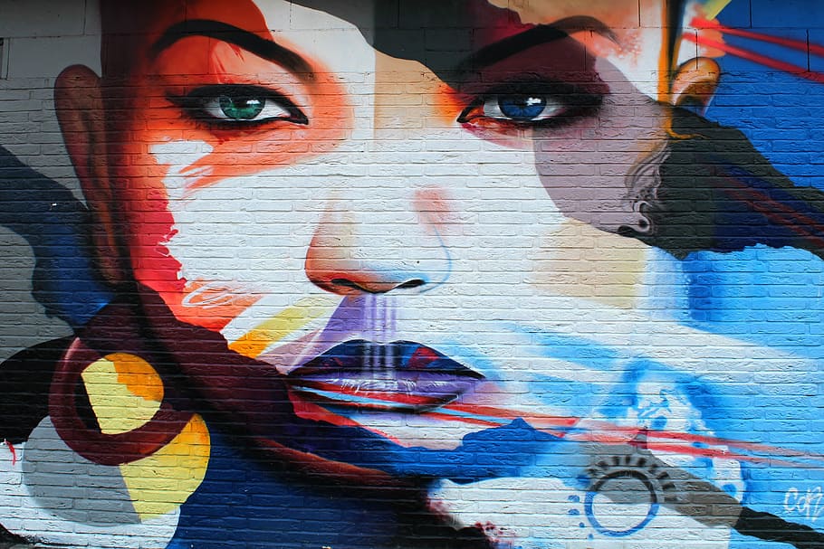 graffitti, woman, painting, artwork, street art, face, hauswand, HD wallpaper