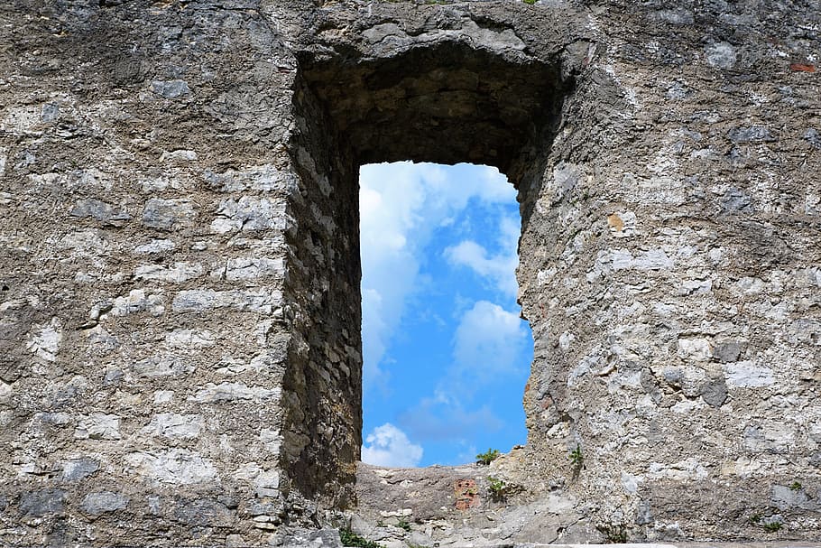 brown bricked tunnel, honing mountain, tuttlingen, summer, ruin HD wallpaper