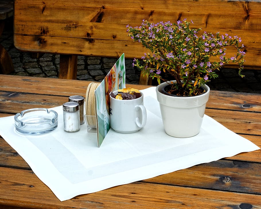 table, deco, decoration, eat, restaurant, table cover, salt HD wallpaper