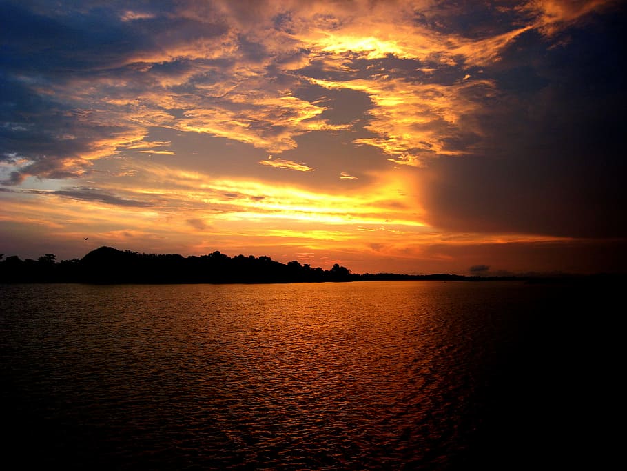 amazonas, sunset, amazon river, brazil, sky, water, scenics - nature, HD wallpaper