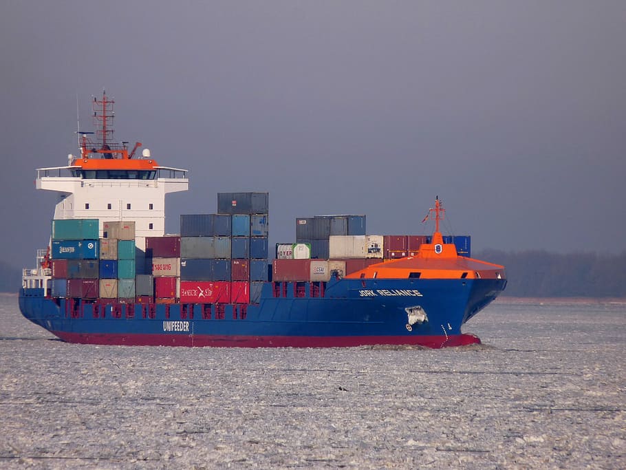 Ship, Container, Elbe, Seafaring, Port, container ship, shipping HD wallpaper