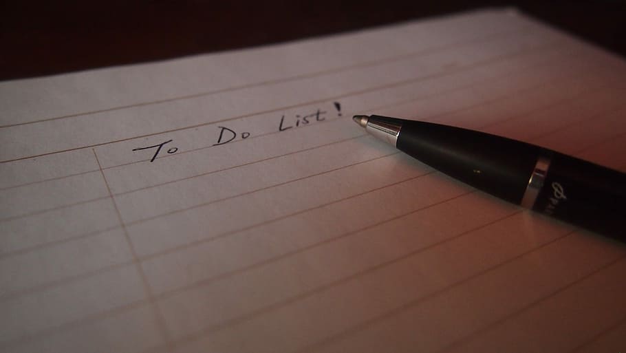black retractable pen on black lined paper, To Do, List, Task List HD wallpaper