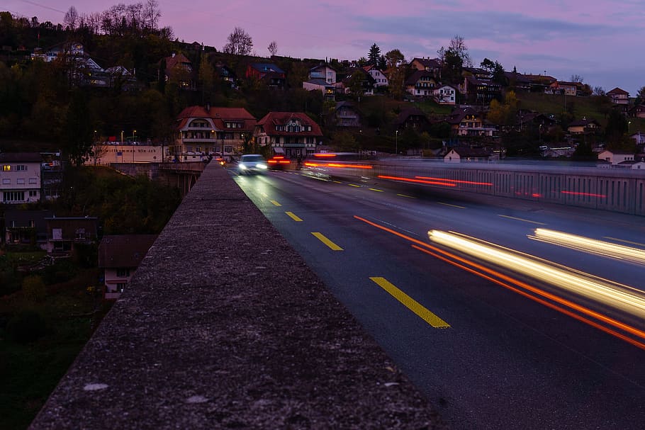lighttrail, traffic, motion, road, street, transport, transportation HD wallpaper