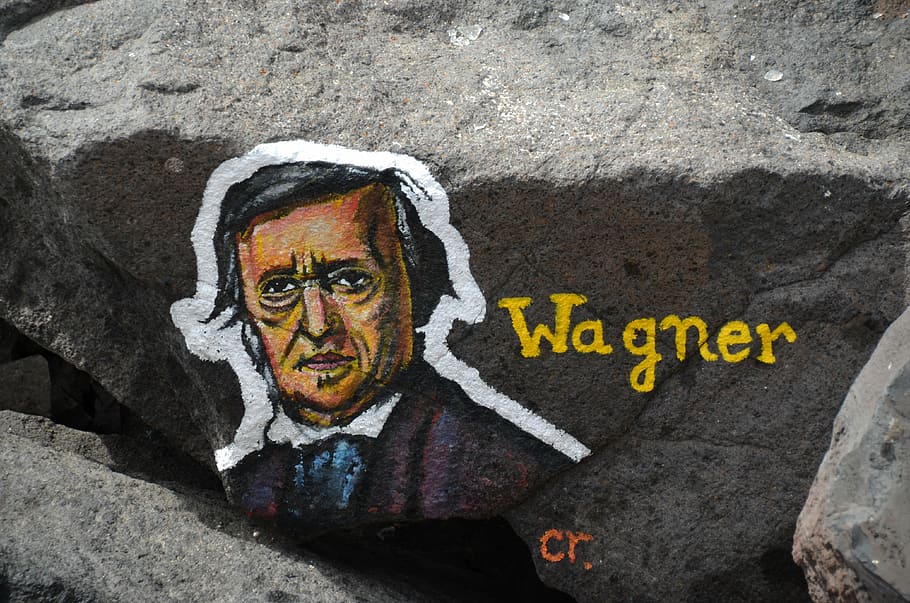 wagner, art, stone, grafiti, artwork, face, head, day, art and craft, HD wallpaper