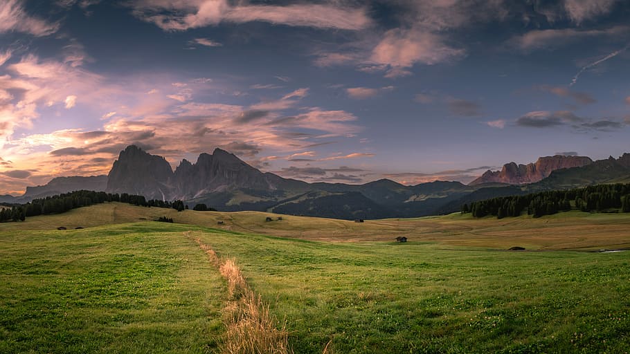 landscape photo of field under cloudy sky during daytime, landscape photo of green field HD wallpaper