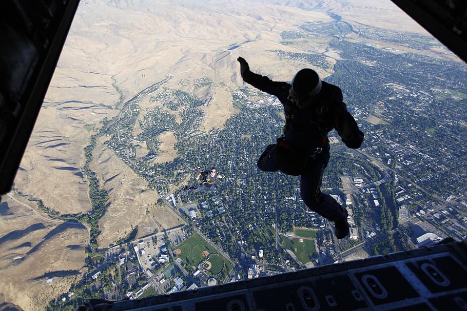 HD wallpaper: Skydiving, Jump, Falling, Parachuting, military