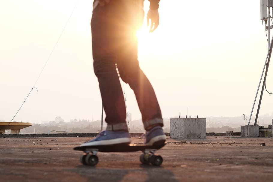 sky, sunset, man, person, action, adventure, evening sun, fun HD wallpaper