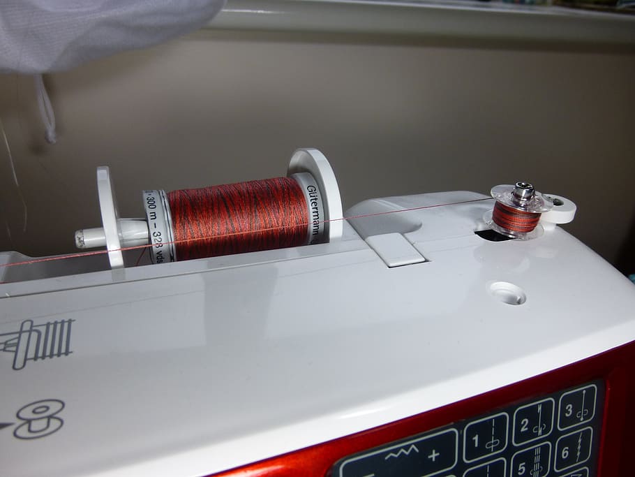 sewing, sewing machine, thread, bobbin, stitch, equipment, indoors HD wallpaper