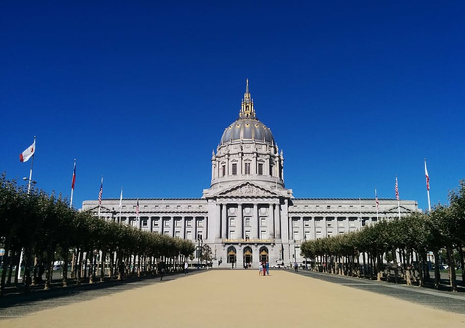 san francisco, city hall, sf, sky, clear skies, united states, HD wallpaper