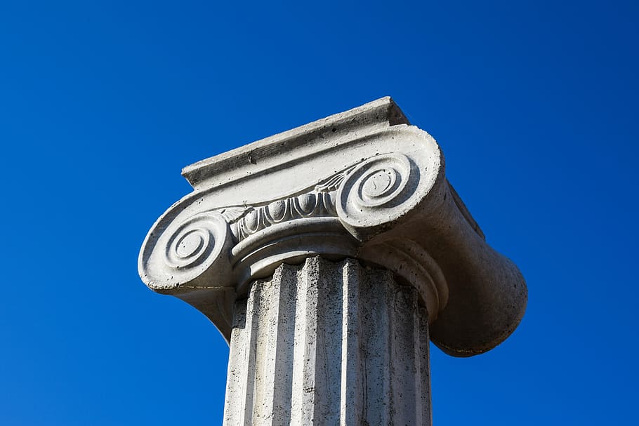 pillar capitals, greek, architecture, column, ionic, elegance, HD wallpaper