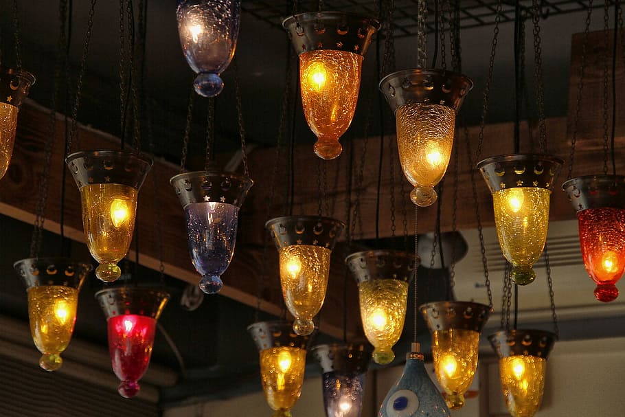 Lights, Lantern, Indoor, Night, decoration, decorative, pattern HD wallpaper