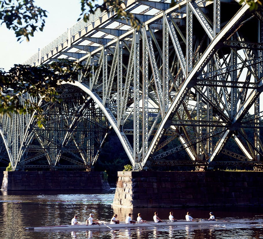 bridge, scull, rowers, river, rowing, sculling, architecture HD wallpaper