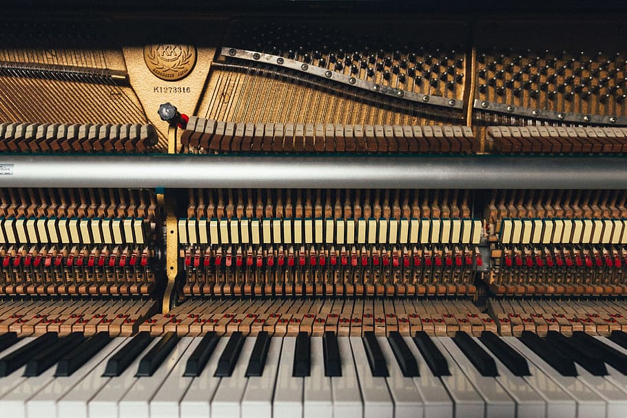 white piano keys, close-up photography of brown and beige piano