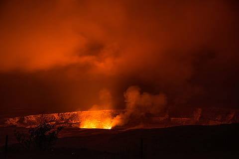 photography of volcano, lava, flowing, eruption, landscape HD wallpaper